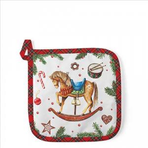 AMB.36520040 Classic rocking horse white edényalátét 20x20cm, 100% pamut