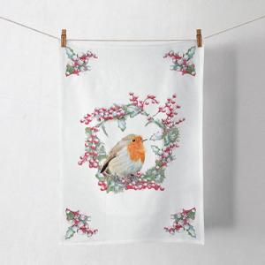 AMB.37815535 Robin In Wreath konyharuha 50x70cm, 100% pamut