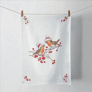 AMB.37818865 Christmas robins white konyharuha 50x70cm, 100% pamut