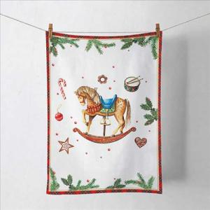 AMB.37820040 Classic rocking horse white konyharuha 50x70cm, 100% pamut