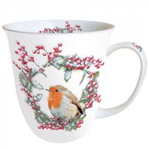 AMB.38415535 Robin In Wreath porcelánbögre 0,4l