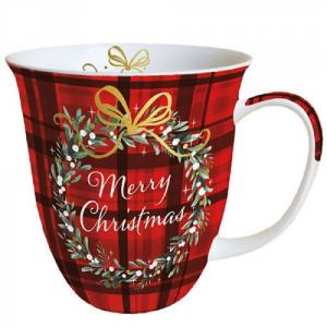 AMB.38415565 Christmas Plaid porcelánbögre 0,4l