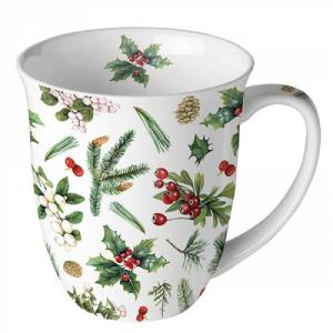 AMB.38416495 Winter greenery white porcelánvögre 0,4l