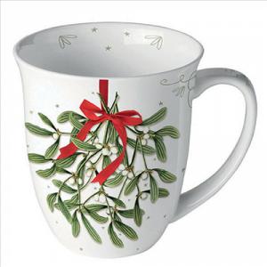 AMB.38418860 Mistletoe with bow white porcelánbögre 0,4l