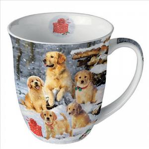 AMB.38418885 Golden retriever puppies porcelánbögre 0,4l
