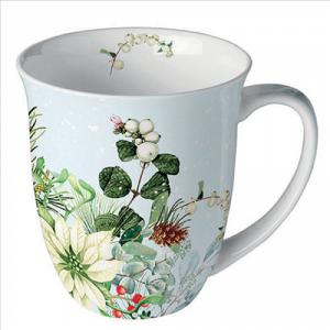 AMB.38418990 White poinsettia porcelánbögre 0,4l