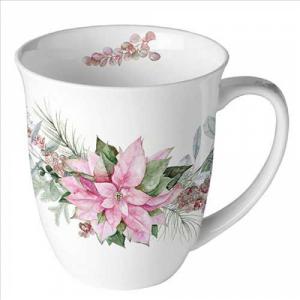 AMB.38420285 Pink poinsettia porcelánbögre 0,4l