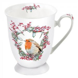 AMB.38715535 Robin in Wreath porcelánbögre 0,25l