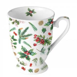 AMB.38716495 Winter greenery white porcelánbögre 0,25l