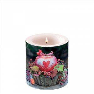 AMB.39218895 Snow dusted apple white ávilágítós gyertya 8x7,5cm