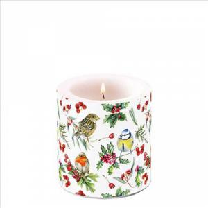 AMB.39219955 Birds in Winter átvilágítós gyertya 8x7,5cm