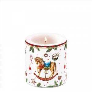 AMB.39220040 Classic rocking horse white átvilágítós gyertya 8x7,5cm