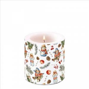 AMB.39220135 Playing outside white átvilágítós gyertya 8x7,5cm