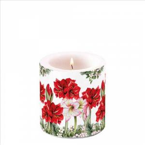 AMB.39220275 Blooming amaryllis white átvilágítós gyertya 8x7,5cm