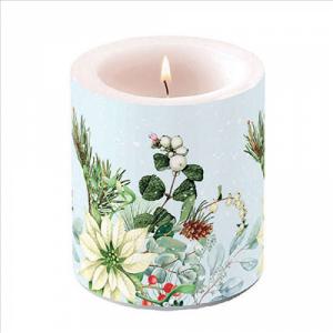 AMB.39318990 White poinsettia átvilágítós gyertya 10x10xcm