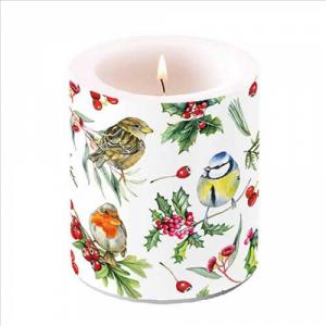 AMB.39319955 Birds in Winter átvilágítós gyertya 10x10xcm