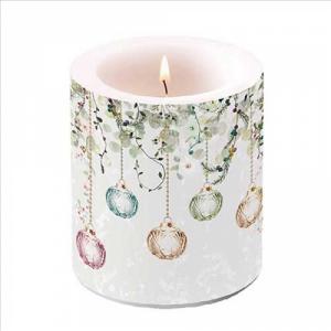 AMB.39319995 Floral Christmas grey átvilágítós gyertya 10x10xcm