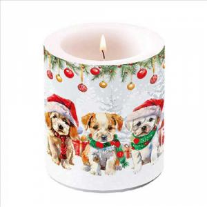 AMB.39320090 Funny cute puppies átvilágítós gyertya 10x10xcm