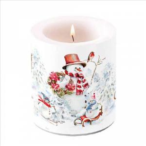 AMB.39320095 Sporty snowmen átvilágítós gyertya 10x10xcm