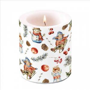 AMB.39320135 Playing outside white átvilágítós gyertya 10x10xcm