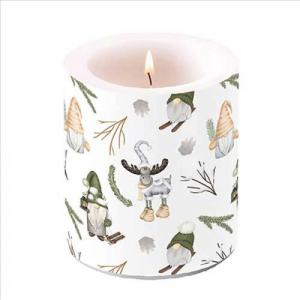 AMB.39320190 Forest gnomes white átvilágítós gyertya 10x10xcm