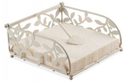 Ambiente 19402230 Fém szalvétatartó fekvő lunch cream, normál szalvétához, apró leveles