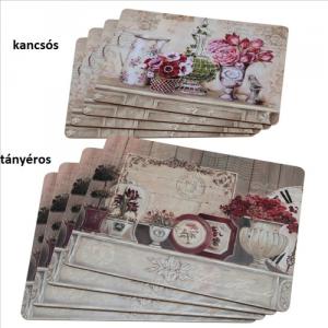 B.G.1018614 Parafa tányéralátét 4db-os,40x30cm,lila virágok fehér komódon