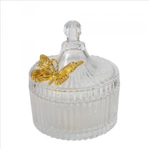 B.G.2056534 Üveg tárolótégely 12x10cm, pillangóval, Farfalla