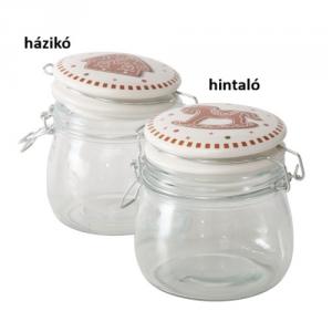 B.G.2060172 Üveg konyhai tároló csatos tetővel, 13,5x11x11,5cm, 450ml, Ginger