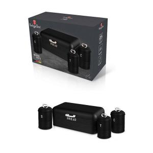 BLACK SILVER kenyérdoboz 42,5x23x16cm+ 3db tároló, BH-6754