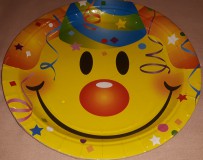 Bohócos papírtányér, 23 cm, 6 db