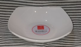 Bormioli Rocco Eclissi Bianco, fehér üveg mélytányér, szögletes, 208x208 mm, 87 cl