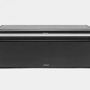 Brabantia Fém kenyérdoboz 2 kg szögletes (patentos)  FALL FRONT, Matt Black, fekete, 333484
