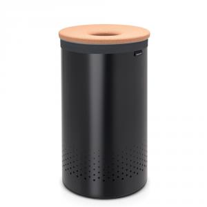 Brabantia Fém szennyesruhatartó 60l MATT BLACK, fekete, PARAFA TETŐ, 120022