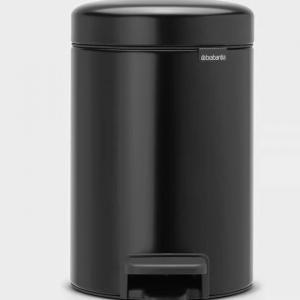 Brabantia PEDAL BIN NEWICON pedálos szemetes 3L MATT BLACK, fekete, 113321