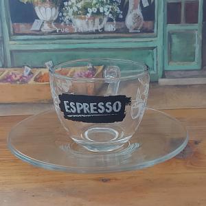 Cerve Brazil espresso, mintás, üveg csésze szett, 6db, 7,5cl