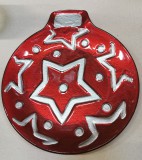 Cerve karácsonyi díszgömböt formázó üveg tál, ezüst, 26X23 cm, 165055