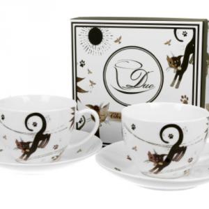 Cicás csésze, D.G.25194 Porceláncsésze+alj, 250ml, 2személyes, dobozban, Charming Cats