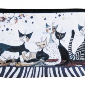 Cicás kozmetikai táska, FRI.19054, 19x2,5x13cm, polyester,Rosina Wachtmeister:Cats Sepia, cicás