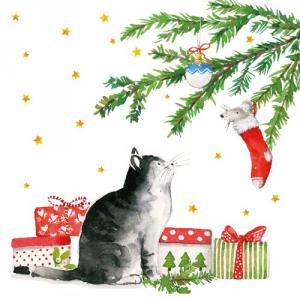 cicás szalvéta, PPD.C3333866 Christmas Cat papírszalvéta 33x33cm, 20db-os