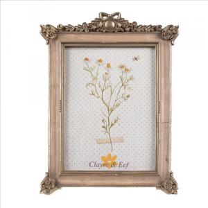 CLEEF.2F1111 Barna-arany színű sarokdíszes, masnis  képkeret, 15x22/10x15cm, műanyag