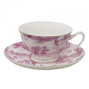 CLEEF.6CEKS0001P Porceláncsésze+alj, 250ml, keleti tájas, pink