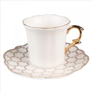 CLEEF.6CEKS0002 Porcelán kávéscsésze+alj 95ml, fehér-arany