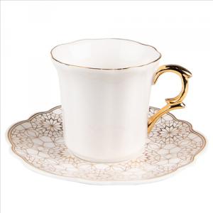 CLEEF.6CEKS0003 Porcelán kávéscsésze+alj 95ml, fehér-arany