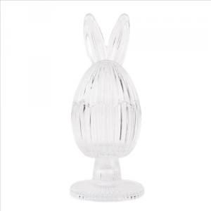 CLEEF.6GL4927 Nyuszifüles talpas bonbonier, 9x22cm, bordás üveg