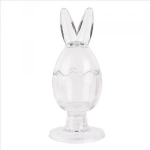 CLEEF.6GL4948 Nyuszifüles talpas bonbonier, 10x22cm, üveg