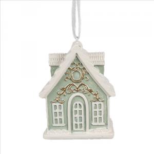 CLEEF.6PR4214 Zöld házikó, 6x4x8cm, műanyag függődísz