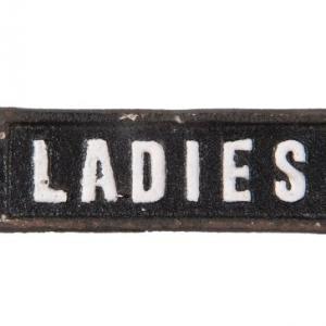 CLEEF.6Y2599 Öntöttvas ajtótábla Ladies felirattal, 12x1x3cm