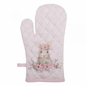 CLEEF.FEB44-1 Edényfogó kesztyű 18x30cm, 100% pamut, Floral Easter Bunny