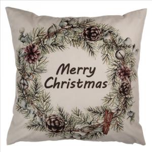 CLEEF.KT021.424 Textil párnahuzat 45x45cm, 100% polyester, natúr koszorú